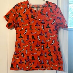 Cute Halloween Scrub Top